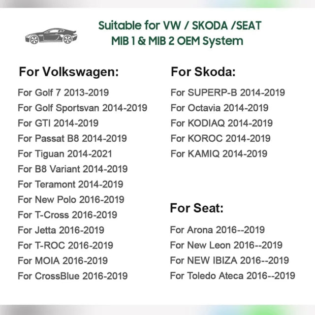 SilverStrong Wireless Carplay Module Android Auto Module Box For VW Volkswagen Skoda Octavia A5 Golf 7 Polo Passat B8 Mirror Link MIB