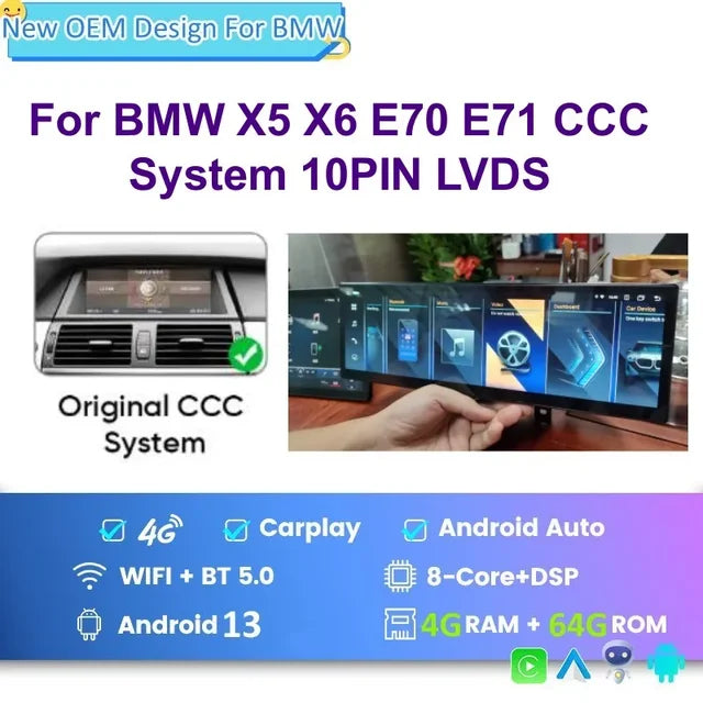 14.9 Inch Android car radio DVD Player For BMW X5 X6 E70 E71 2007-2013 Head Unit GPS Navigation Autoradio Stereo Carplay GPS