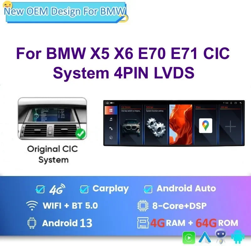 14.9 Inch Android car radio DVD Player For BMW X5 X6 E70 E71 2007-2013 Head Unit GPS Navigation Autoradio Stereo Carplay GPS