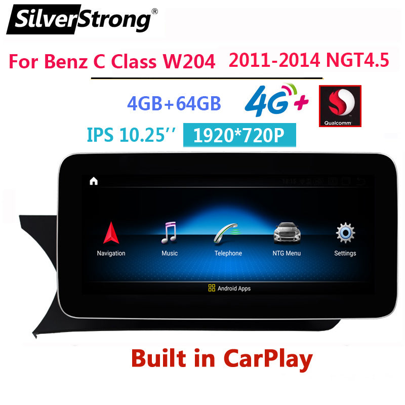 Free Shipping 10.25Inch Android Car Radio GPS For Mercedes BENZ C Class W204 C180 C200 C220 2011 2012 2013 2014 NTG 4.5 Video Auto Stereo Player