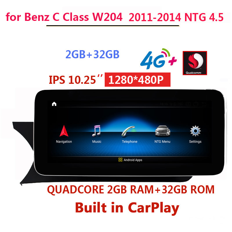 Free Shipping 10.25Inch Android Car Radio GPS For Mercedes BENZ C Class W204 C180 C200 C220 2011 2012 2013 2014 NTG 4.5 Video Auto Stereo Player
