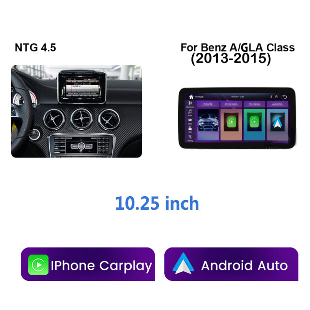 10.25inch Wireless Apple CarPlay Screen Android Auto Car Multimedia for Mercedes Benz A W176 CLA C117 X117 GLA X156 Head Unit Video