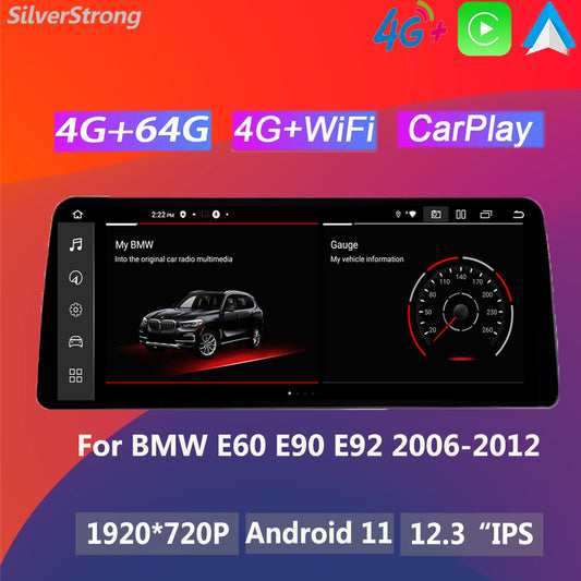 12.3”8 Core Android 13 System Car Multimedia Player For BMW E60 E90 WIFI 4G SIM BT CarPlay GPS Navi Touch Screen Radio Tablet