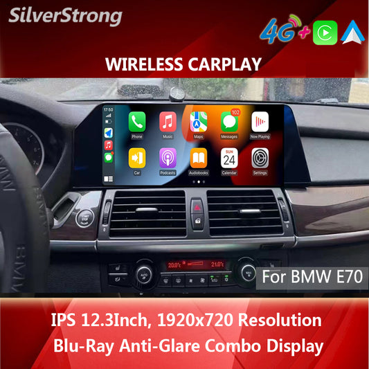 12.3inch Android 13 Car Radio For BMW X5 E70 X6 E71 2007-2013 CCC CIC Bule Anti G-lare Screen 4G GPS Stereo Player Carplay WiFi DSP