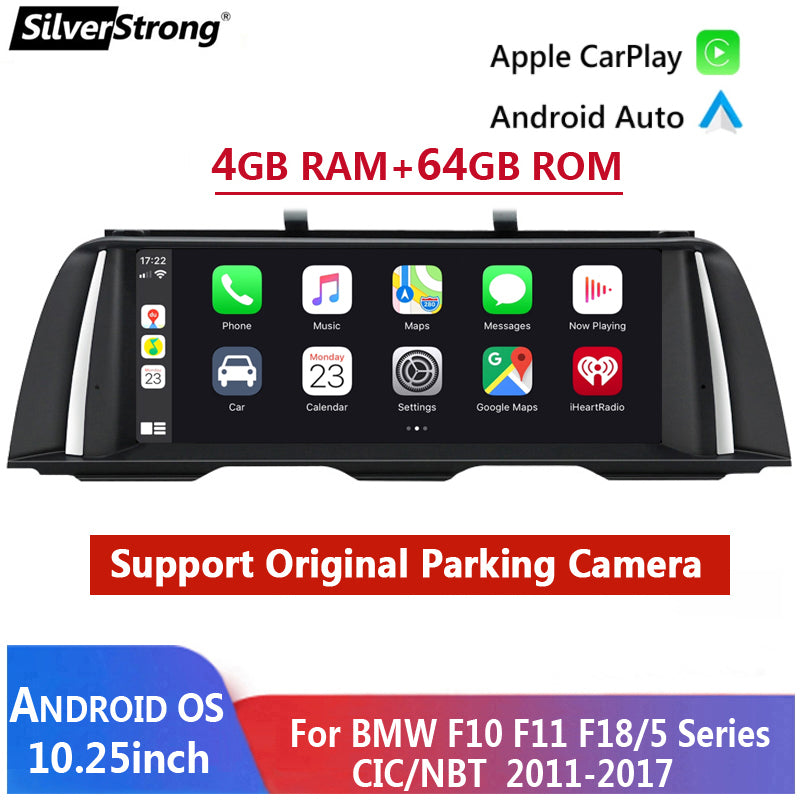 Free Shipping 4+64G Android 13 Car Multimedia Player For BMW 5 Series F10 F11 520i 2010 2016 CIC NBT Autoradio Navigation Stereo GPS 4G