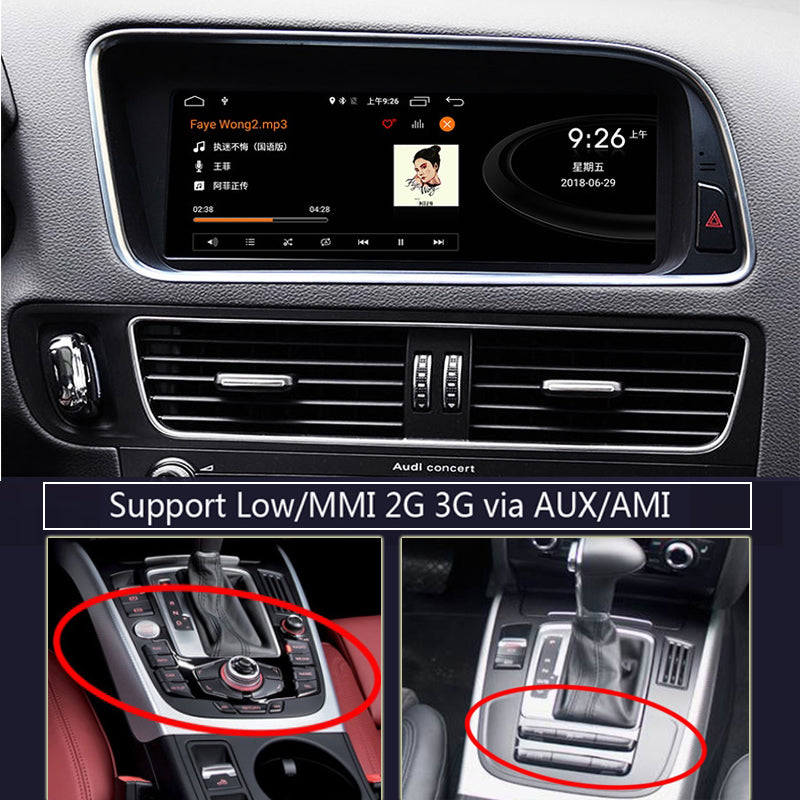 Free Shipping 8.8Inch CarPlay,Android 10.0 System Car Head Unit IPS Screen For Audi Q5 2009-2016 Google WIFI 4G BT Auto GPS Nav Radio