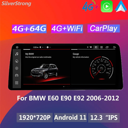12.3”8 Core Android 12 System Car Multimedia Player For BMW E61 E92 WIFI 4G SIM BT CarPlay GPS Navi Touch Screen Radio Tablet