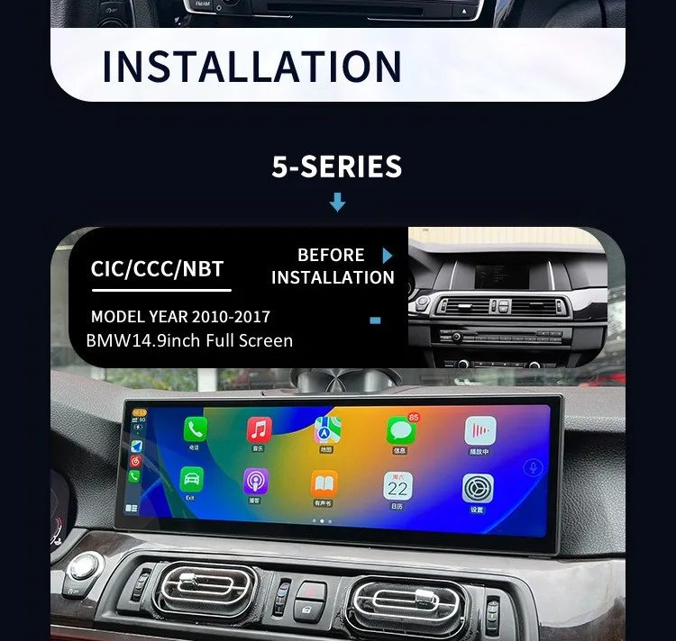 New OEM Design Car Stereo Multimedia For BMW F10 F11 F18 525i 525d 5series 14.9inch 2560*720 IN-CELL IPS Screen 8+256G Carplay