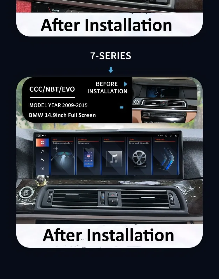 New OEM Design Car Stereo Multimedia For BMW F10 F11 F18 525i 525d 5series 14.9inch 2560*720 IN-CELL IPS Screen 8+256G Carplay