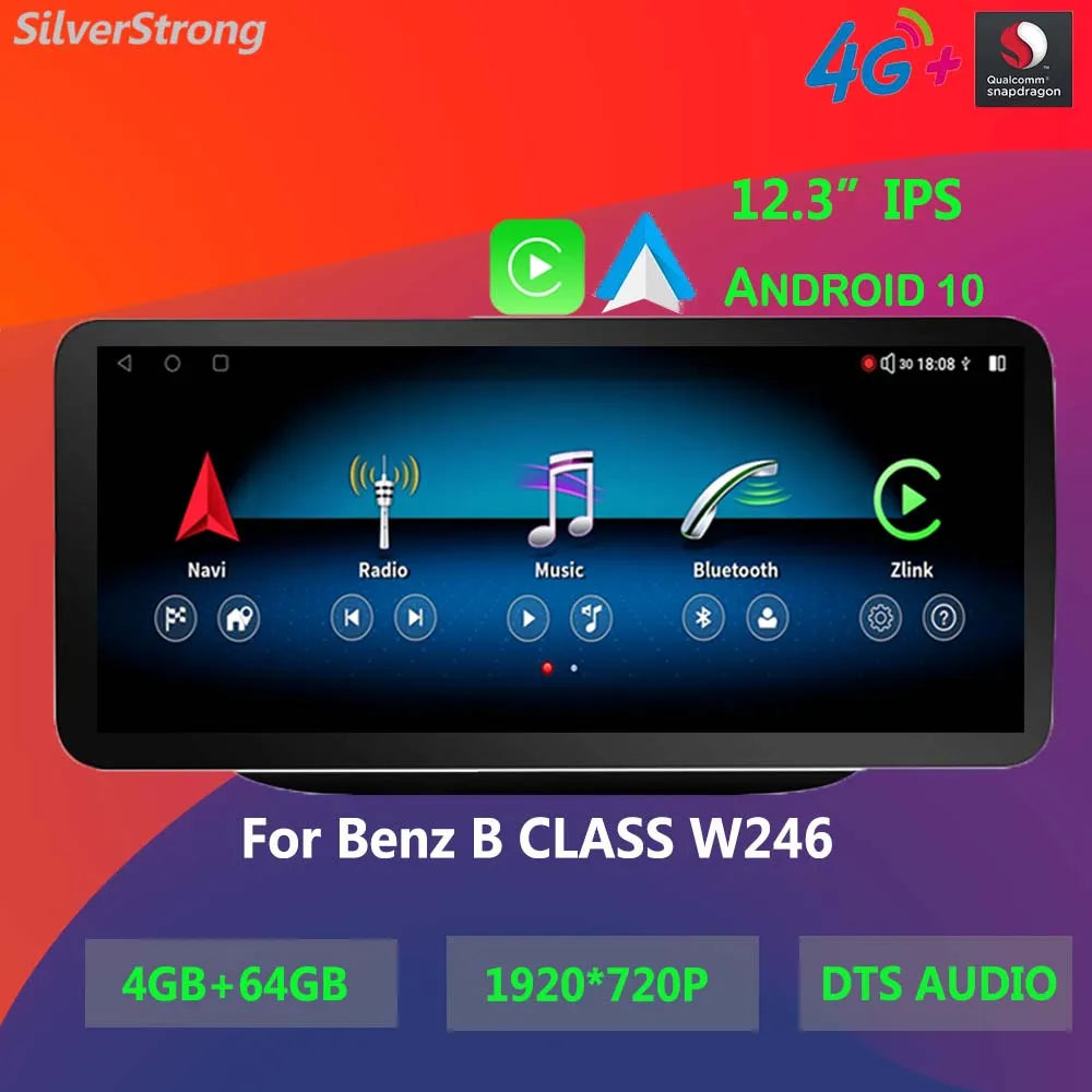 12.3" Android 10 For Mercedes Benz Class B W245 W246 2011-2019 IPS 8 Core Car Radio Multimedia Player GPS Navigation Carplay BT