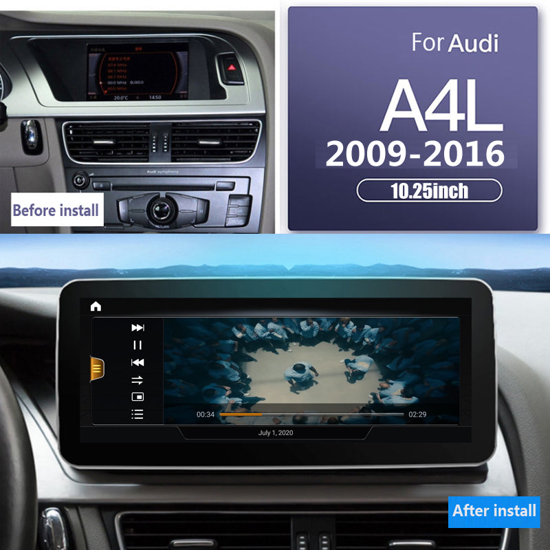Free Shipping 10.25inch IPS Screen Android 10 Car Multimedia for Audi A4 B8 A4L 2009-2016 Radio GPS Navigation Bluetooth Wifi Mirrorlink