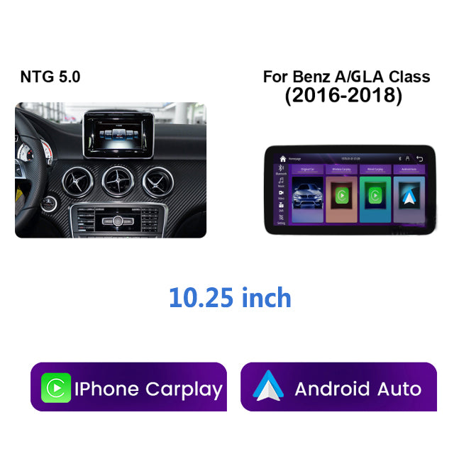10.25inch Wireless Apple CarPlay Screen Android Auto Car Multimedia for Mercedes Benz A W176 CLA C117 X117 GLA X156 Head Unit Video