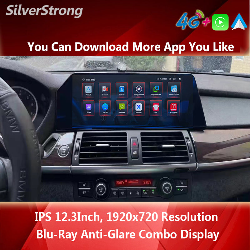 12.3inch Android 13 Car Radio For BMW X5 E70 X6 E71 2007-2013 CCC CIC Bule Anti G-lare Screen 4G GPS Stereo Player Carplay WiFi DSP
