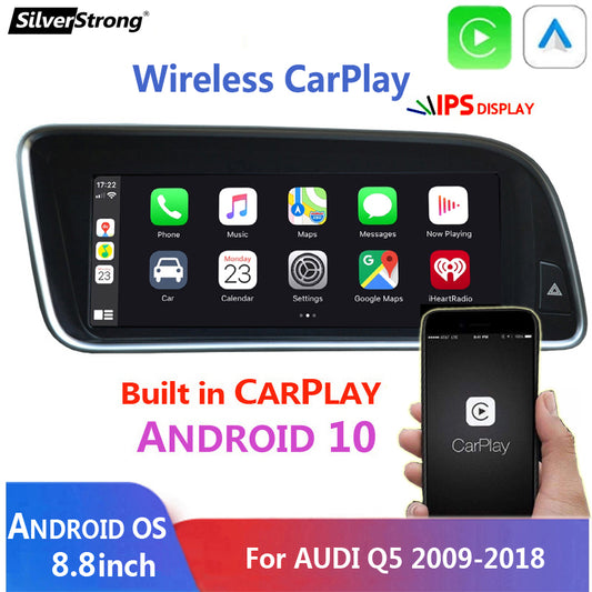 Free Shipping 8.8Inch CarPlay,Android 10.0 System Car Head Unit IPS Screen For Audi Q5 2009-2016 Google WIFI 4G BT Auto GPS Nav Radio