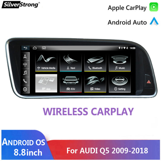 Free Shipping 8.8Inch CarPlay,Android 10.0 System Car Head Unit IPS Screen For Audi Q5 2009-2016 Google WIFI 4G BT Auto GPS Nav Radio