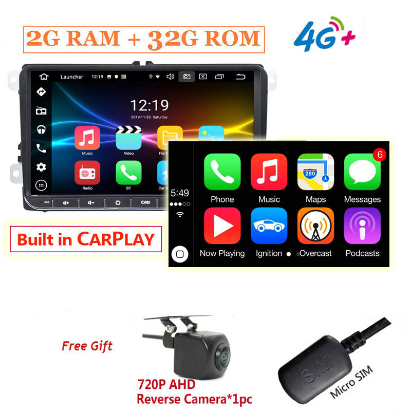 Free Shipping 9Inch IPS 2 Din 2GB+32GB Car Radio,For VolksWagen Golf6,Golf5,B6 Android10,GPS for Tiguan,for Passat B6 B7 head unit