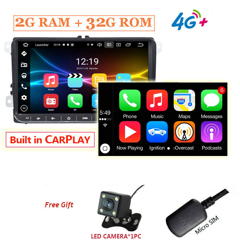 Free Shipping 9Inch IPS 2 Din 2GB+32GB Car Radio,For VolksWagen Golf6,Golf5,B6 Android10,GPS for Tiguan,for Passat B6 B7 head unit