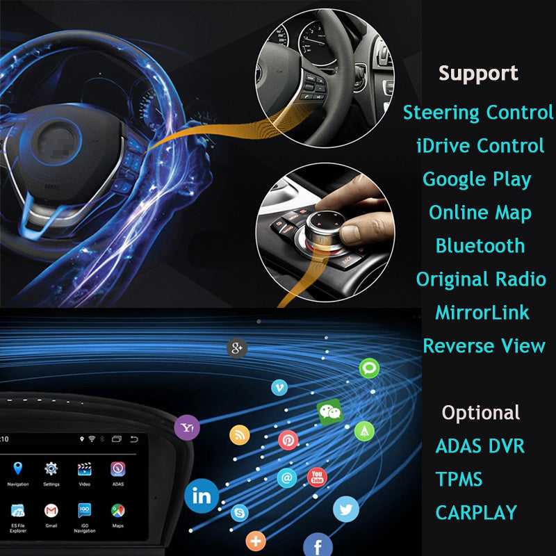 Free Shipping CarPlay,Android E90 E91 E92 E93 Multimedia Player for BMW 320/325/330/M3,iDrive Controller Support,Left Hand Drive