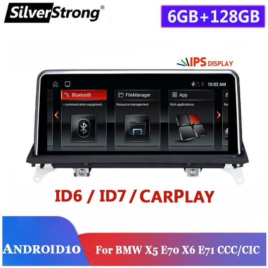 Free Shipping Carplay,Android 6GB128GB 10.25 Inch IPS,Car Navi Radio Player for para BMW X5,E70,X6,E71,2007-2013,CCC/CIC,Multimedia,Android Auto