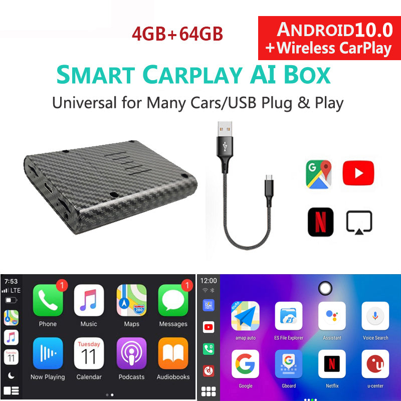 Android 10 OS Wireless Carplay Qualcomm Ai Box Car Multimedia