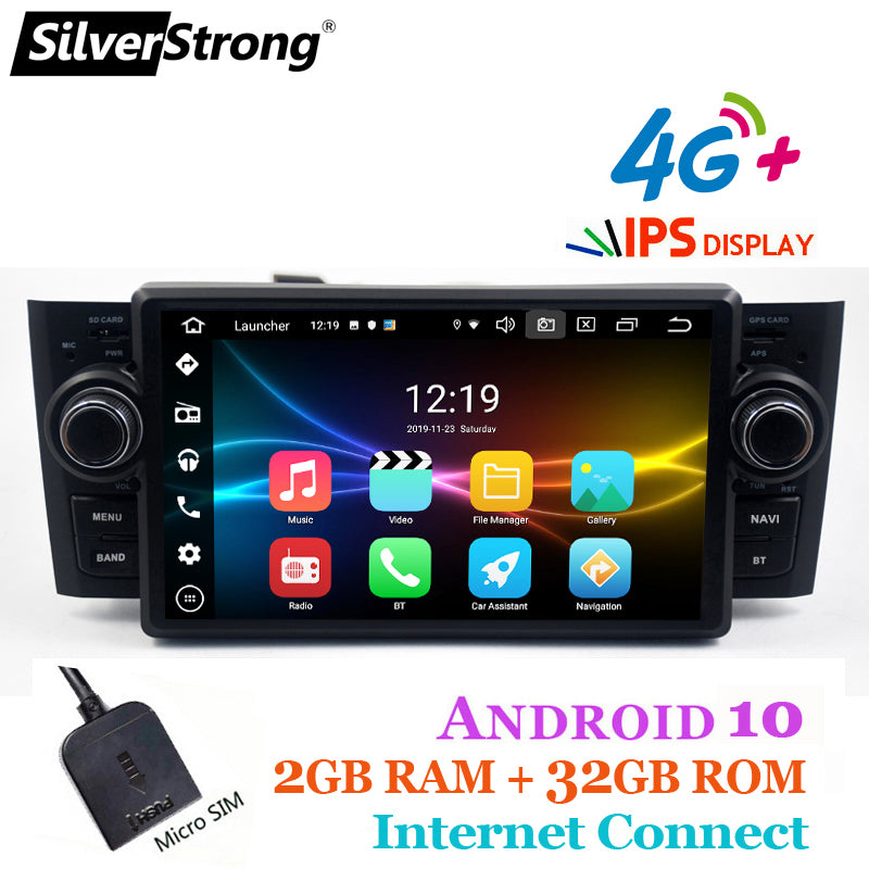Free Shipping SilverStrong,7 INCH  IPS CARPLAY,DSP,Android10,Car DVD,For Fiat Linea,Grande Punto,Auto Car Multimedia Player,option TPMS ADAS DVR