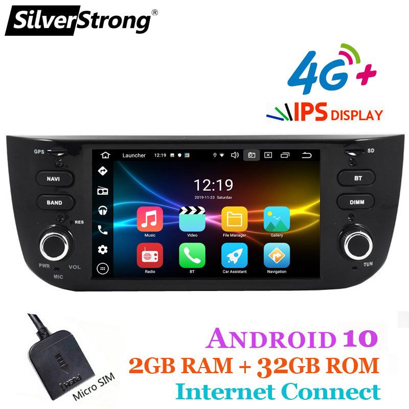 Free Shipping SilverStrong AutoRadio,DSP,Android10,Car DVD,For Fiat Linea,Grande Punto,Multimedia player,2G32G,optiono CARPLAY