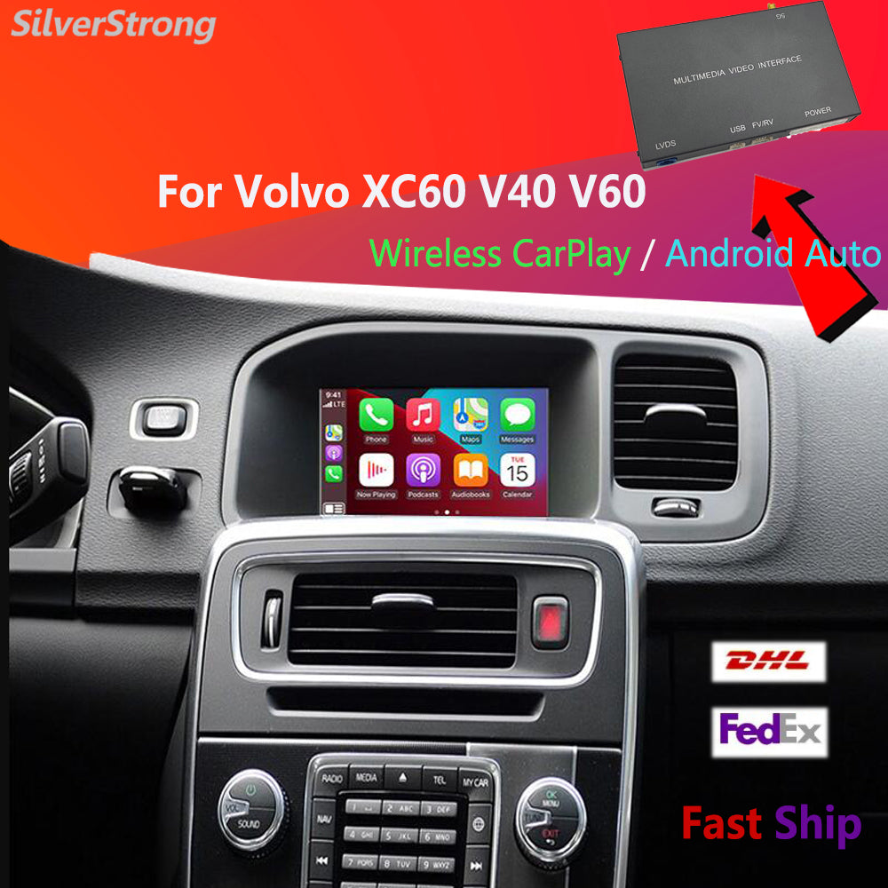 SilverStrong Wireless Apple Carplay Android Auto Car AI Decoder Box For Volvo XC60 S60 V60 V40 2015-2020 Mirror Link