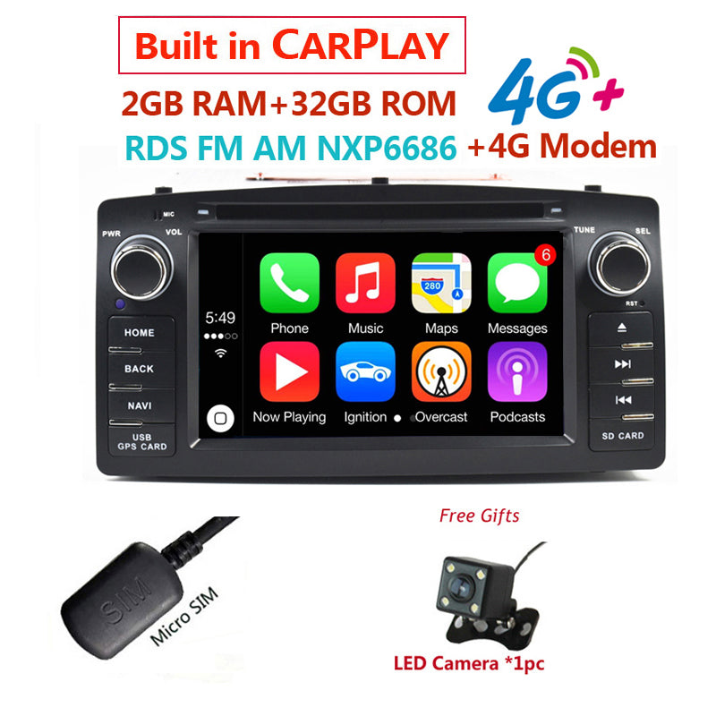 Free Shipping autoradio 4G Android 10,COROLLA E120,Car DVD GPS,For TOYOTA corolla ex,Universal radio,SilverStrong 2din,Navigation,android DVD