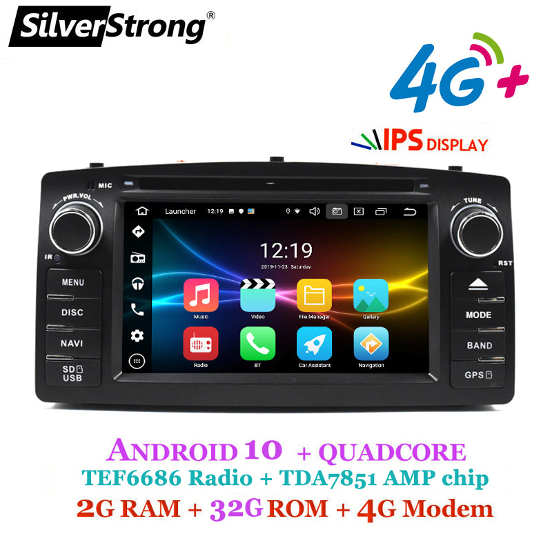 Free Shipping autoradio 4G Android 10,COROLLA E120,Car DVD GPS,For TOYOTA corolla ex,Universal radio,SilverStrong 2din,Navigation,android DVD