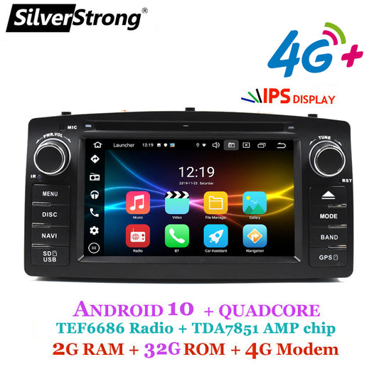 Free Shipping autoradio 4G Android 10,COROLLA E120,Car DVD GPS,For TOYOTA corolla ex,Universal radio,SilverStrong 2din,Navigation,android DVD
