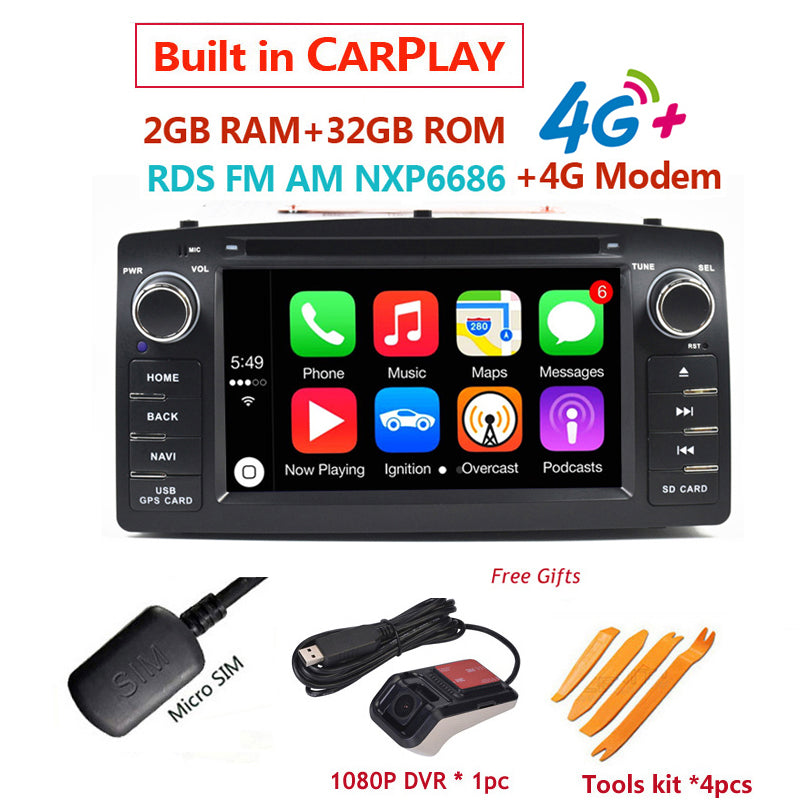 Free Shipping autoradio 4G Android 10,COROLLA E120,Car DVD GPS,For TOYOTA corolla ex,Universal radio,SilverStrong 2din,Navigation,android DVD