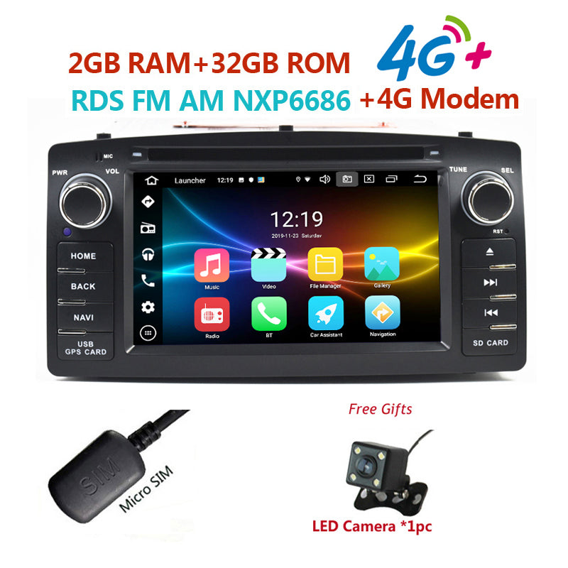 Free Shipping autoradio 4G Android 10,COROLLA E120,Car DVD GPS,For TOYOTA corolla ex,Universal radio,SilverStrong 2din,Navigation,android DVD